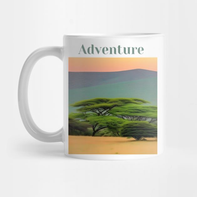 "Safari Drive Adventure - Serene Journey through the Wild, Vibey Safari-Inspired Tee, Unisex Adventure Lover T-shirt, Aesthetic Safari Scene, Nature-inspired Design" by OpticalShirts